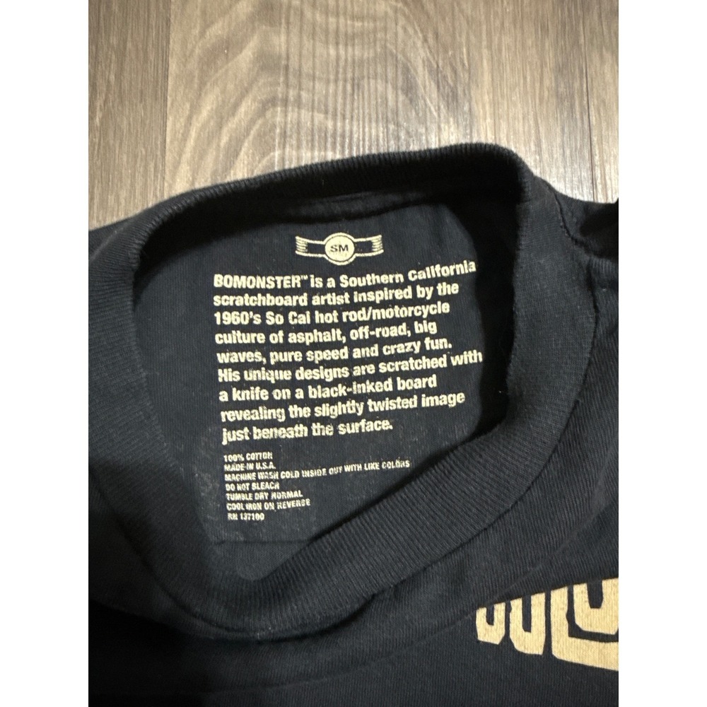Bomonster Men's Harley Long Sleeve Black‎ T-Shirt "Solo Lobo" Small Biker - Picture 3 of 5